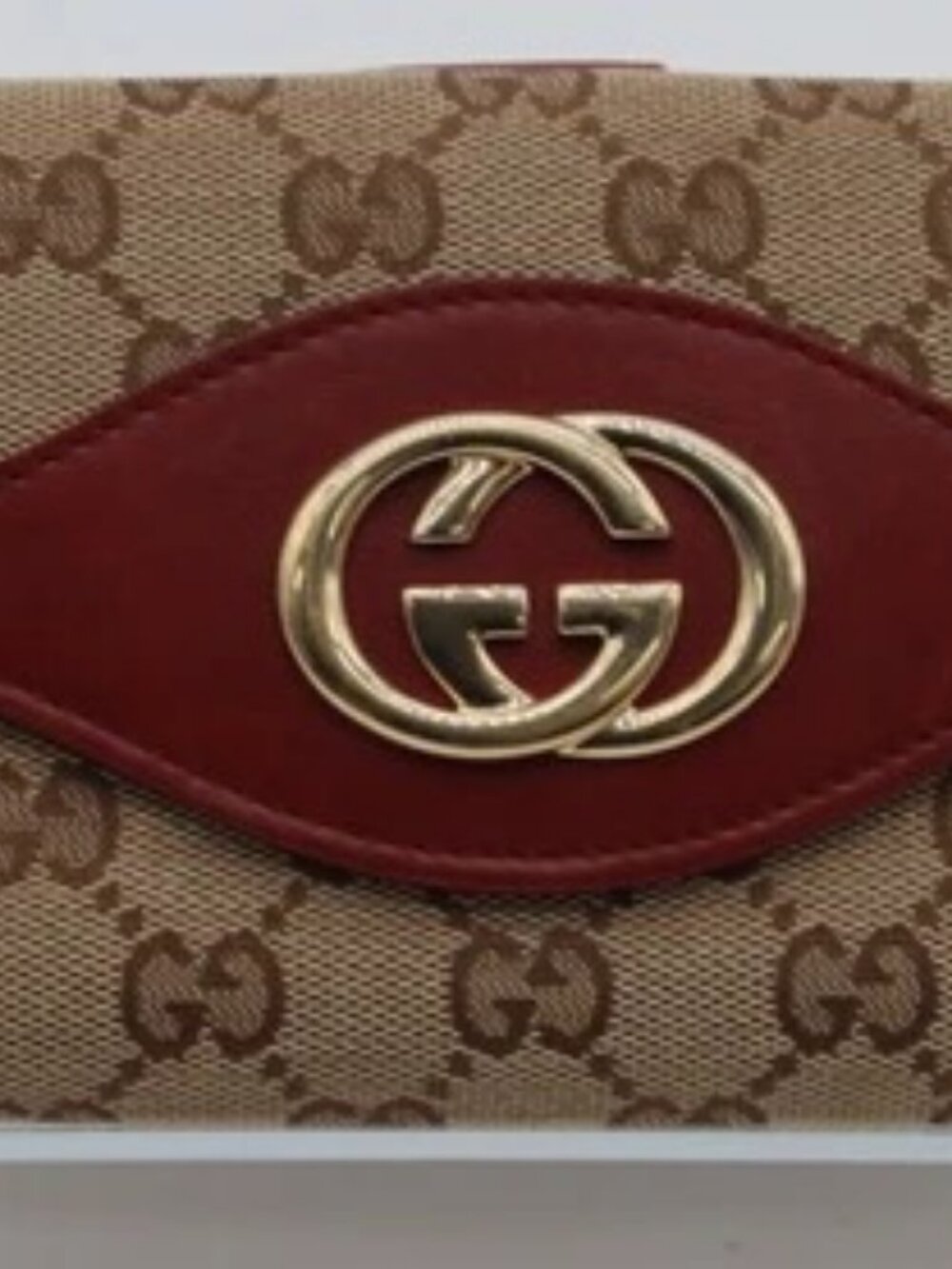 Gucci Beige/Red GG Canvas and Leather Sukey Continental Wallet